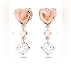 SWAROVSKI Lifelong Heart drop earrings Rose gold tone plated